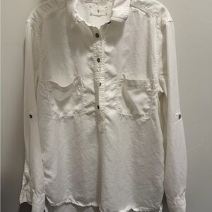 Women White Long-Sleeve Casual Shirt - Soft Button-Front